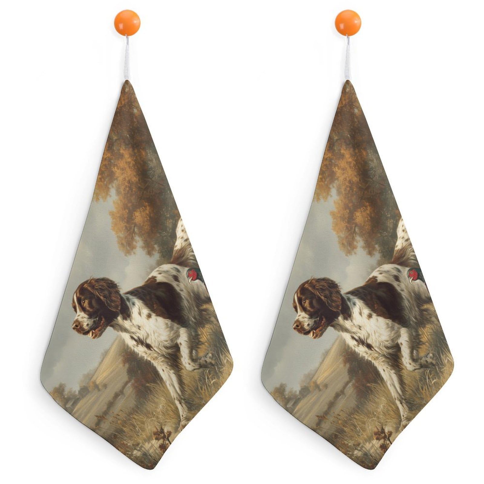 CGSBNGHA Springer Spaniel Dog Pheasant Hunting Hand Towel Hanging Face Towels Cleaning Cloths Handkerchief for Bathroom Kitchen