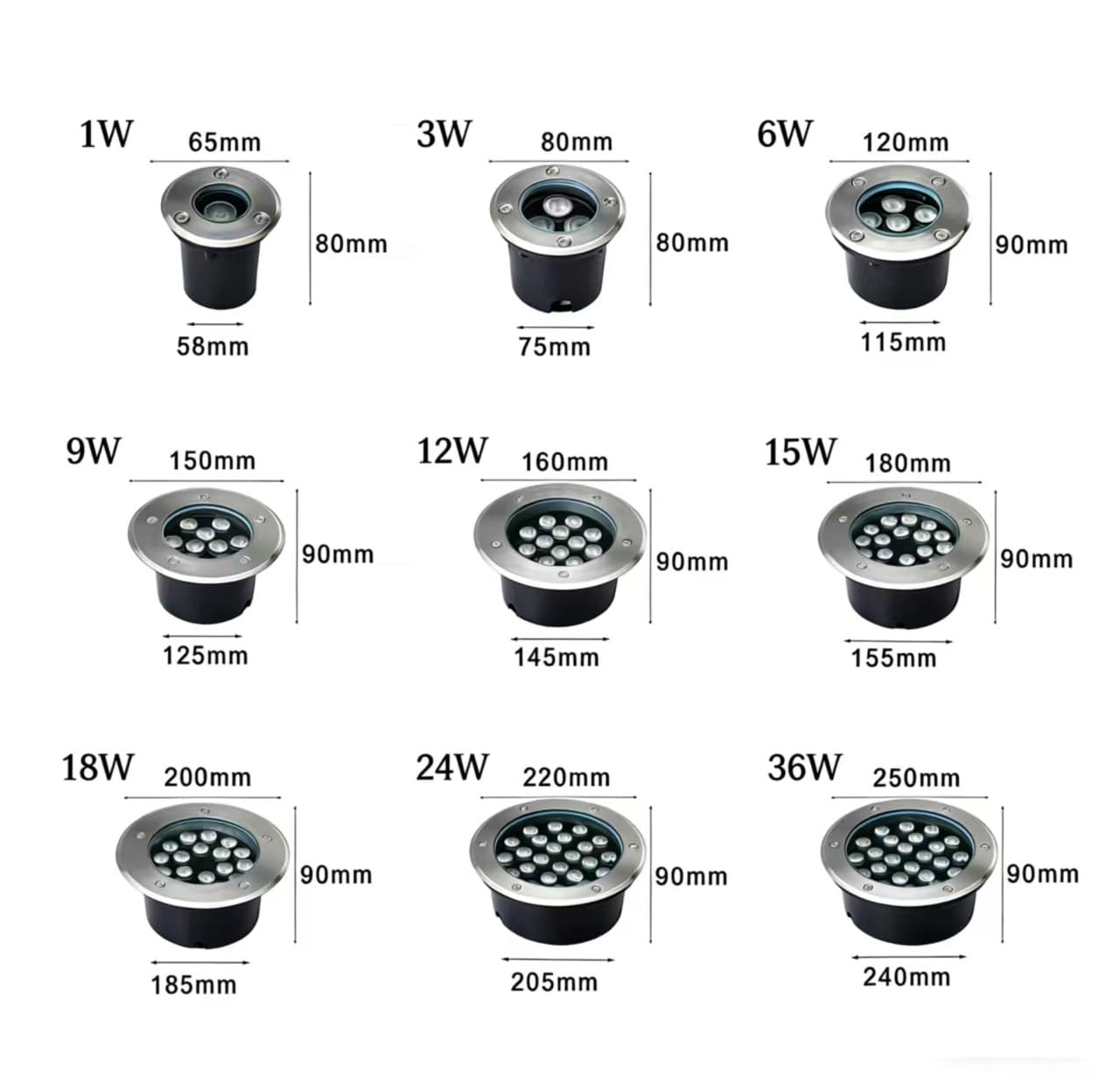 LED Luz De Paisaje Exteriores Luz Subterránea Impermeable IP67 Focos | Bajo Voltaje AC12/24V Lámpara Subterránea Para Patio Jardín Terraza(Warm White,50W-AC24V)
