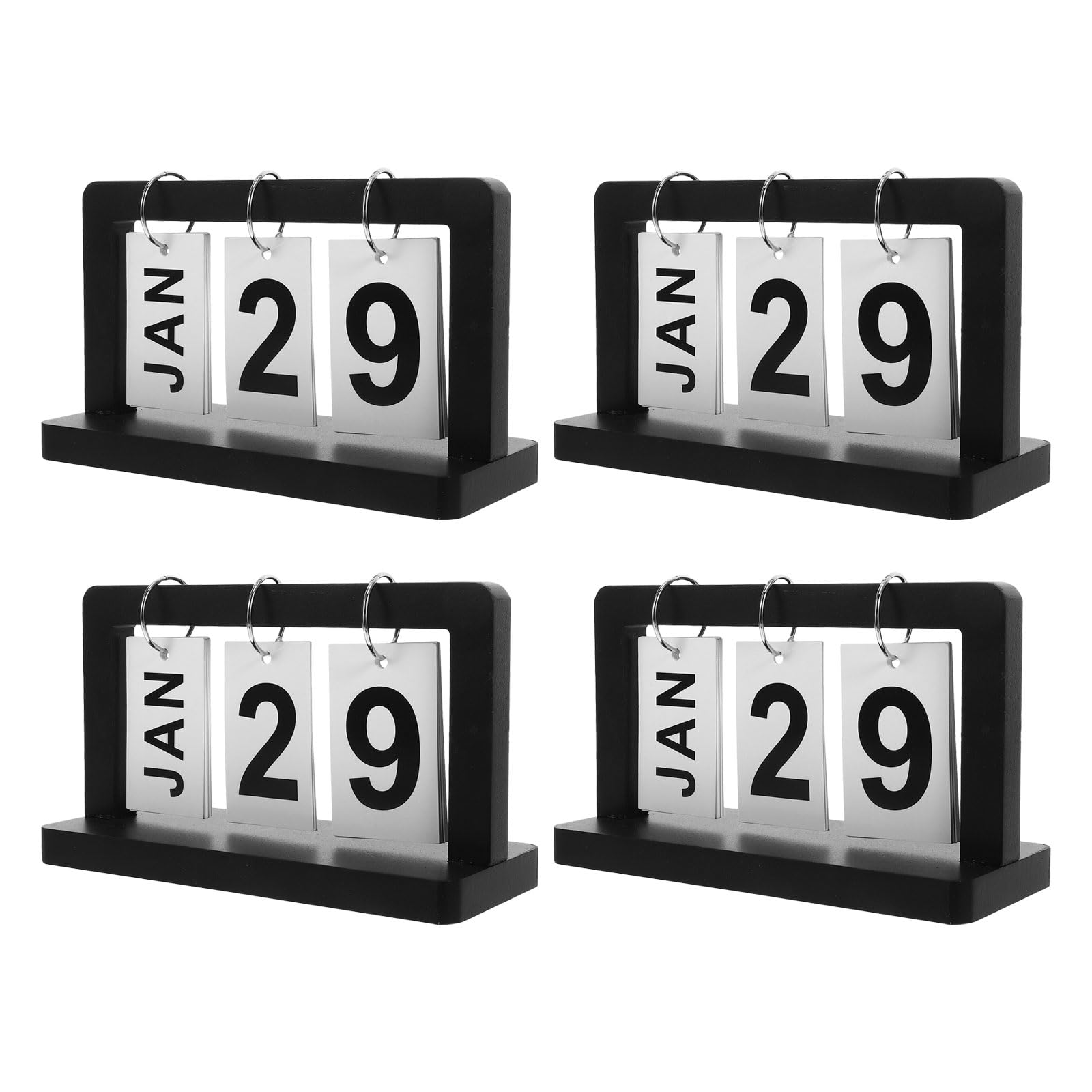 Angoily 4 Stück pack Ewiger Flip Tischkalender Wiederverwendbarer Vintage Holzkalender mit Großem Display für Büro und Schreibtisch Praktischer Klapptischkalender zur Täglichen