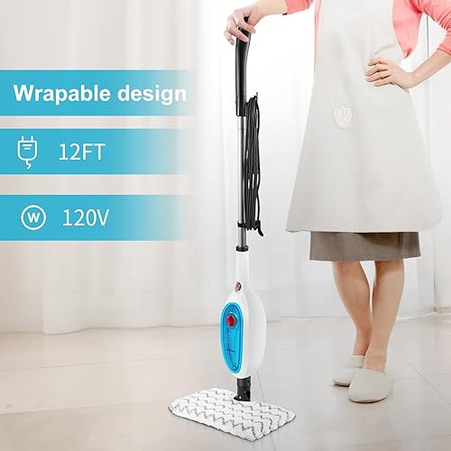 Miniatura 6 de Moolan Trapeador de vapor, 10 en 1, multiusos, potente vaporizador desmontable de vapor para madera, azulejos, laminado, limpieza de todos los pisos