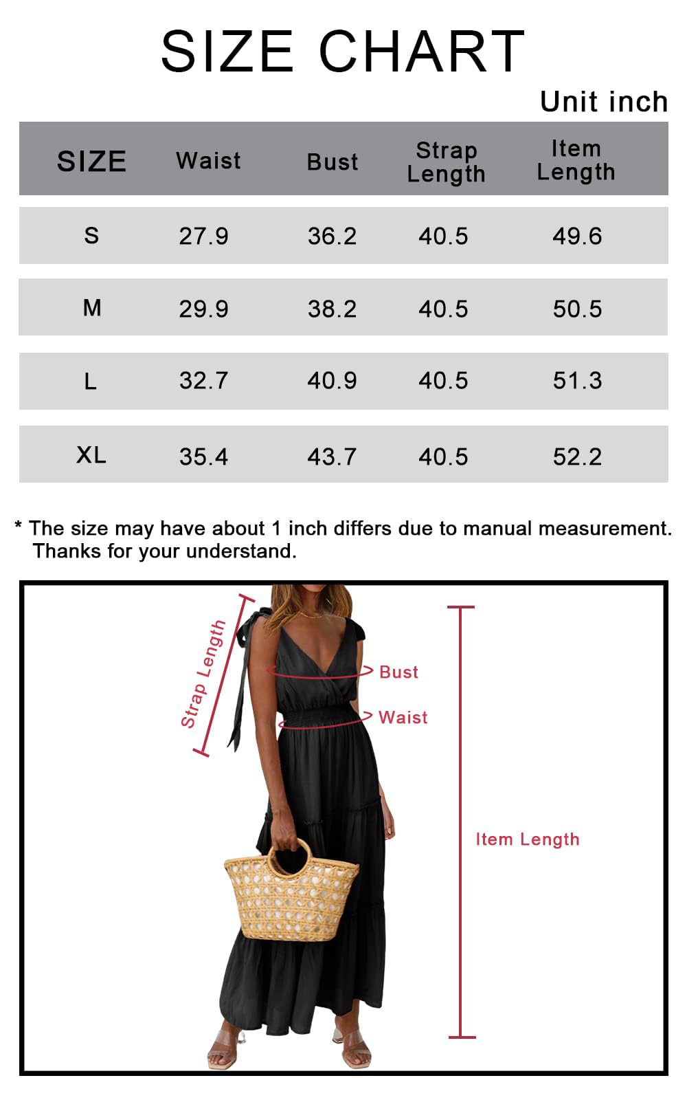 Prettygarden Maxi abito da donna con scollo incrociato primaverile, senza maniche, a balze, per la spiaggia con spalline a fiocco e punto smock, abito lungo plissettato, Vino rosso, L
