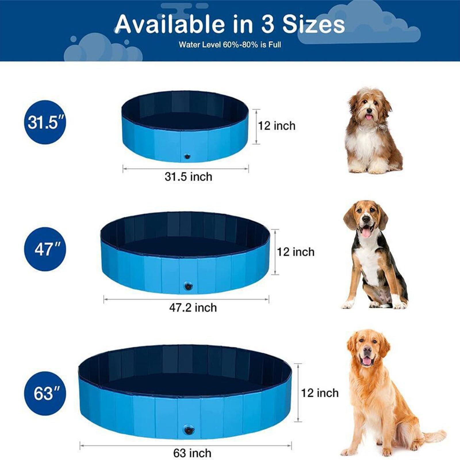 Caja plegable para partos y piscina para perros, piscina y bañera de plástico, para perros, piscina portátil para parto y baño (Rojo, 120 x 30 cm)