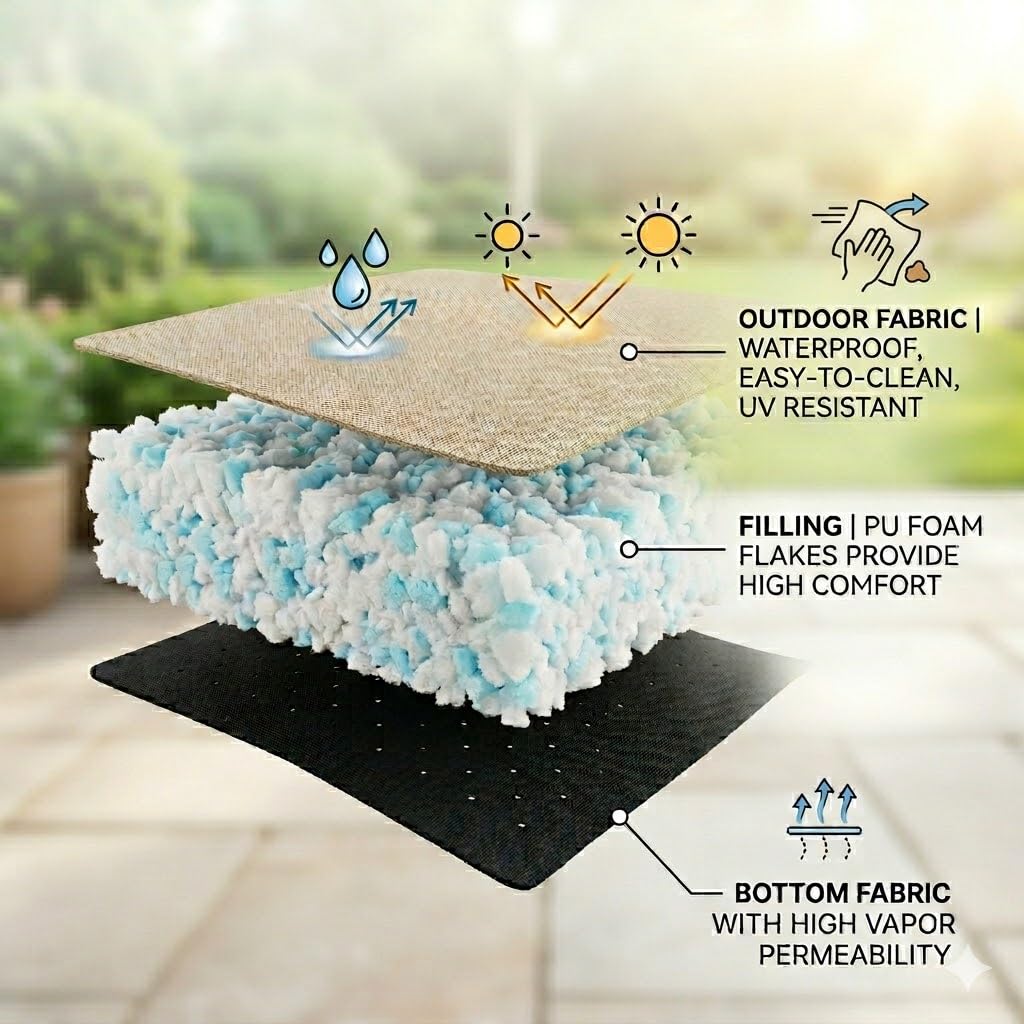 Spatium Liegenauflage Gartenliege Outdoor Sitzkissen Wasserabweisend Atmungsaktiv Gesteppt Sonnenliege Polster Bequem Robust Nachfüllbar 200x60cm Anthrazit
