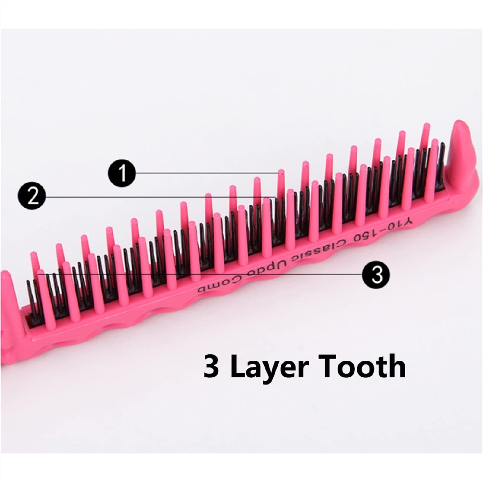 Kämmbürste für Männer und Frauen， tragbarer Kamm， kreative 3-reihige Haarbürste， feiner Stielkamm， Haarkamm für Männer und Frauen， Haarstyling-Werkzeuge，，A-One Size