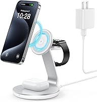 HERRBOL 3-in-1 MagSafe Wireless Charging Station for iPhone 17/16/15/14/13/12, Apple Watch, AirPods - Fast Magnetic Stand