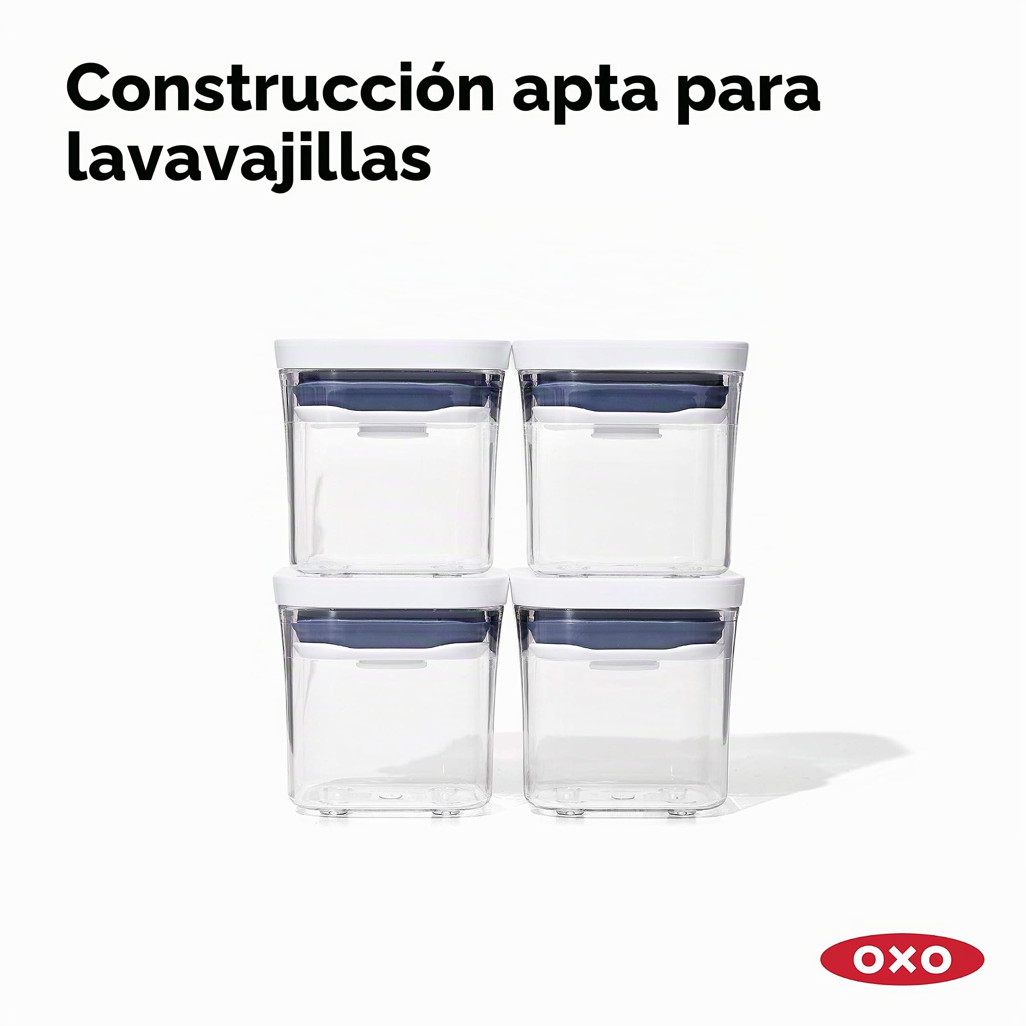 OXO Good Grips Juego de 4 Contenedores Mini POP: Almacenamiento Hermético de Alimentos para Especias + Sello de Botón a Presión + Diseño Apilable y Compacto + Apto para Lavavajillas (Paquete de 2)