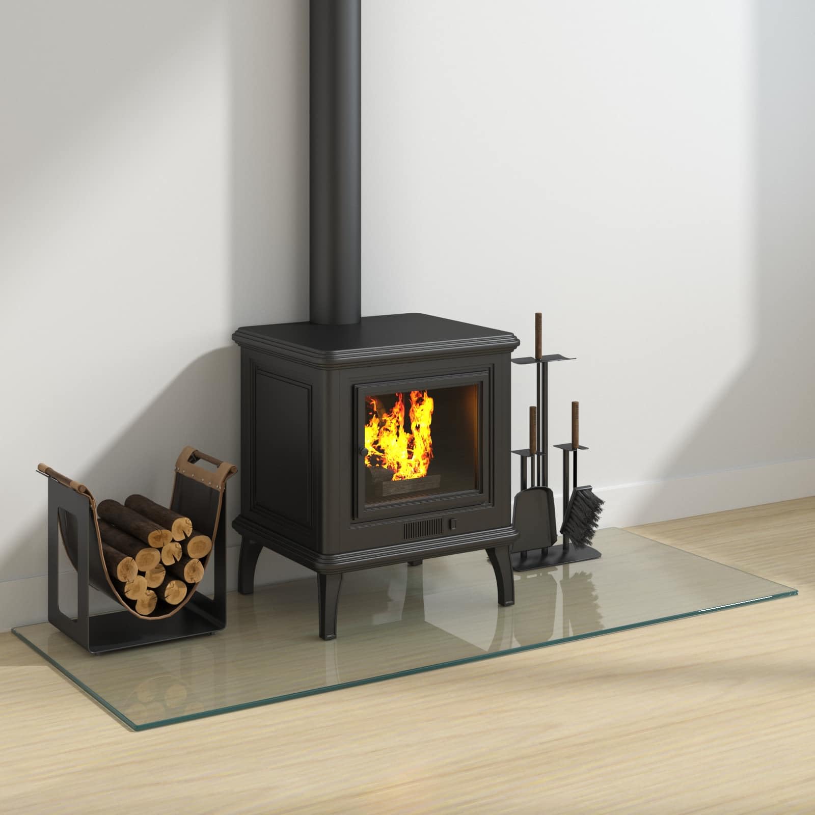 Kamin Bodenplatte 120 x 50 cm aus gehärtetem Glas - Funkenschutzplatte für Ofen und Kaminofen - Hitzebeständig bis 200 ℃