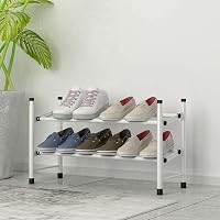 TZAMLI Bővíthető Cipőtartó Állvány 2 Szintes - 12 Pár Cipőnek, Állítható, Egymásra Rakható, Előszobába, 62-114 x 22 x 35 cm, Fehér 4