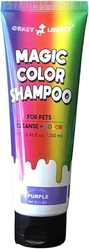 Champús de color mágico (púrpura). Champú semipermanente para colorear el cabello de mascotas, champú seguro y suave de tinte para el cabello sin