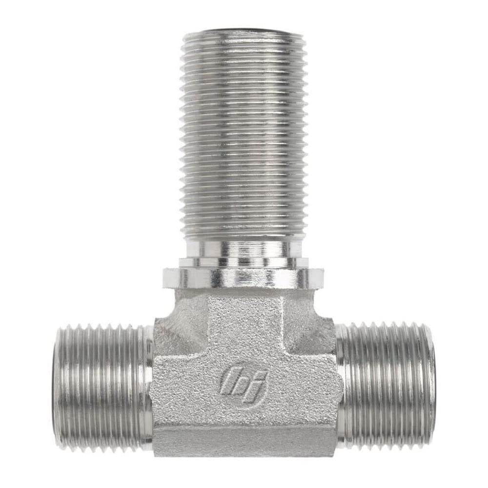 Brennan FS2703121212FG Steel Bulkhead Tee ORing Face Seal Fitting, 13/16"12 NPT x