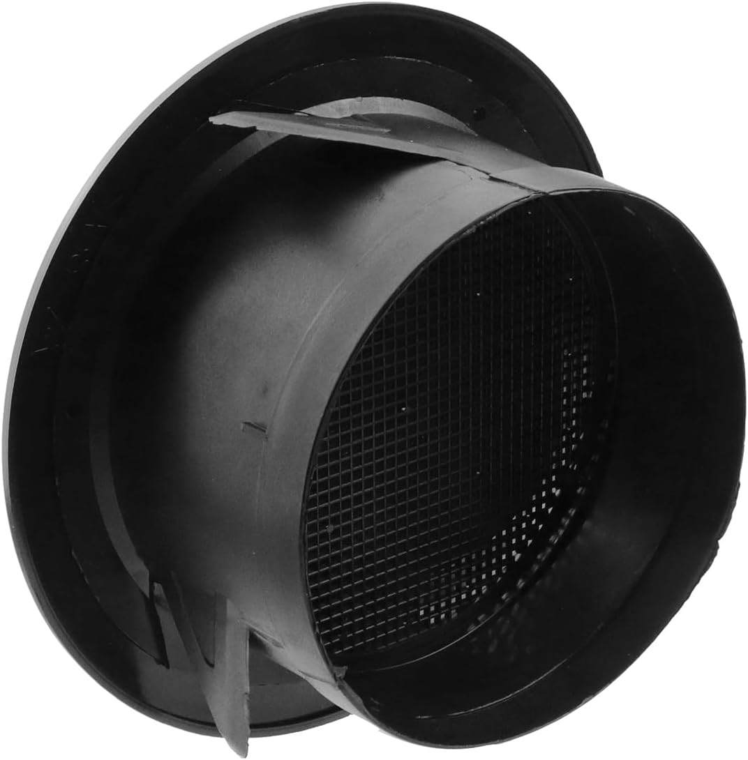 5" Soffit Exhaust Vent Plastic Round Vent Cover with Built-in Screen Mesh | Black Air Vent Ceiling Diffuser, 5 Inch Air Vent Grille, 125mm Louver Dryer Vent Cover, for Indoor, Bathroom, Kitchen, Toilet