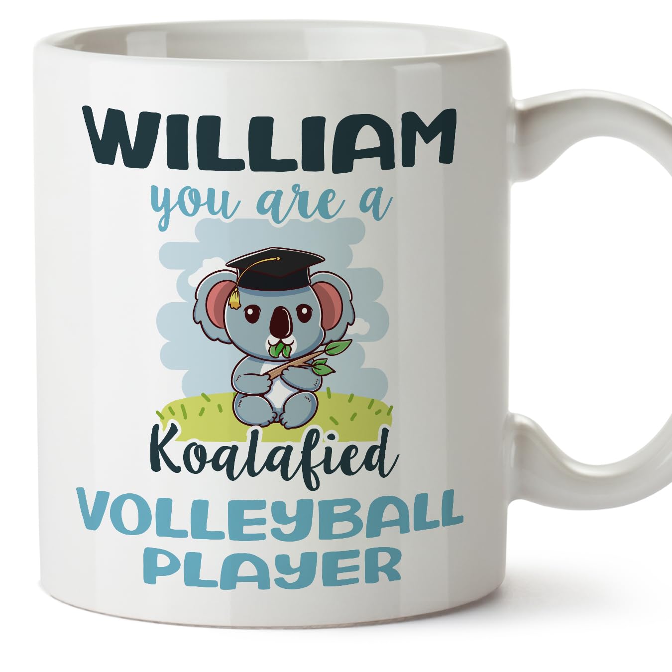 MUGFFINS Personalised Mug for Volleyball Player Man - in English - Custom Koalafied - Funny Custom Gift for Colleagues - Ceramic 11oz Mug