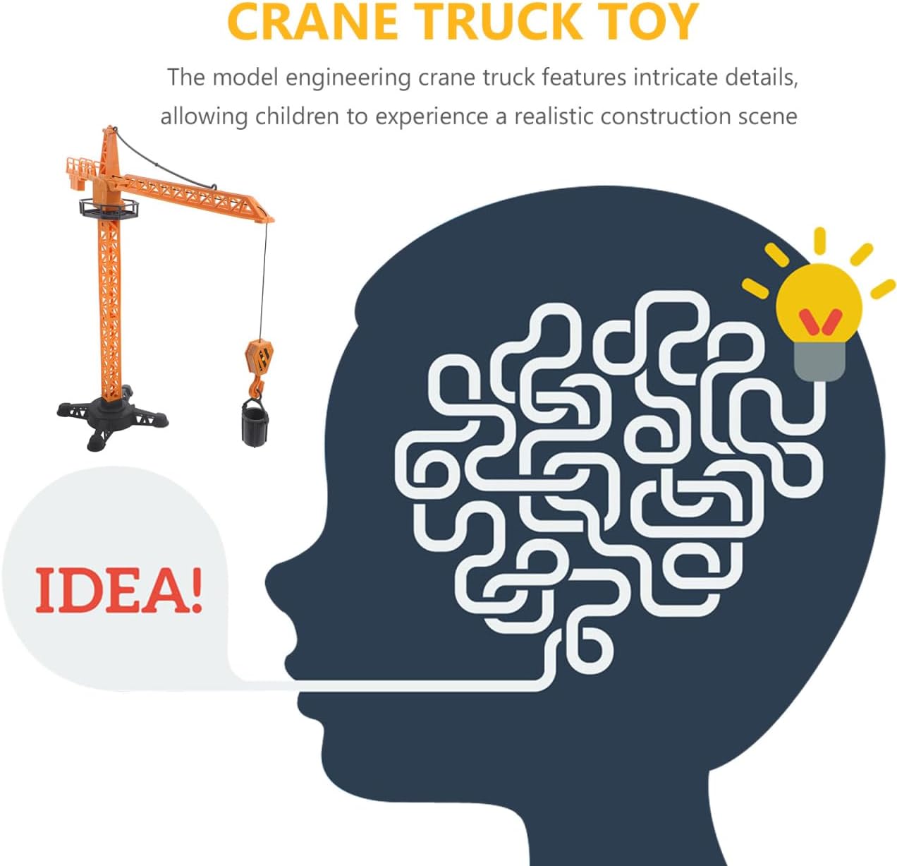 Tower Crane Toy for Boys 1:16 Scale Construction Vehicle with Winch Hook Engineering Playset for Boys and Girls Interactive Model for Playground and Educational