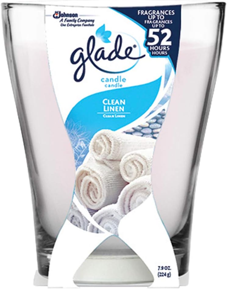 Glade Scented Candle Air Freshener, Clean Linen Fragrance, Large (224 g