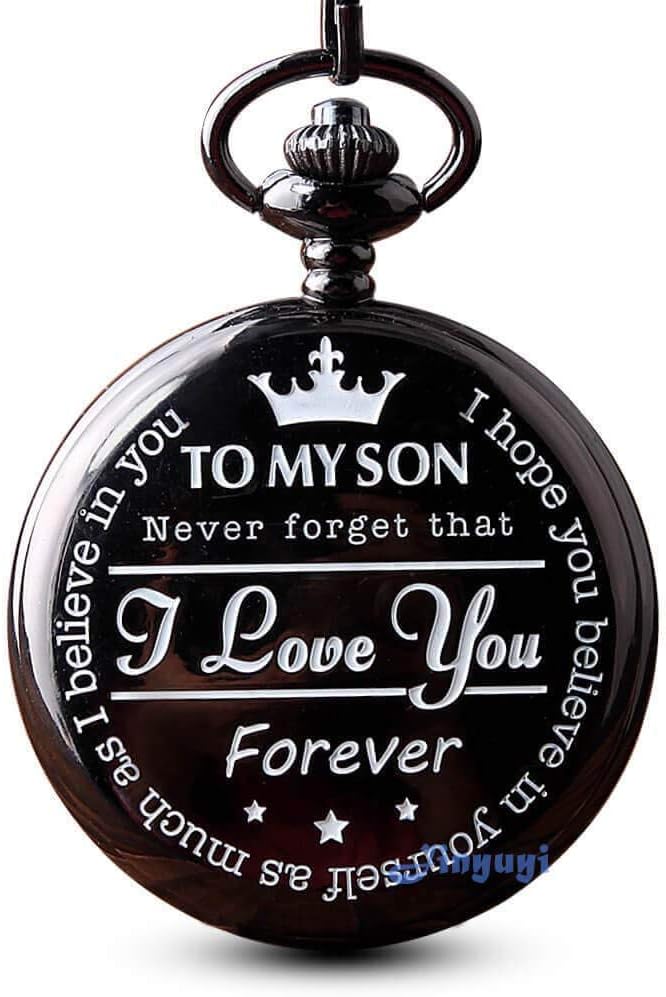 GORBENEngraved Pocket Watches I Love You Forever Gift Quartz Watch Fob Clip Chains Birthday Anniversary