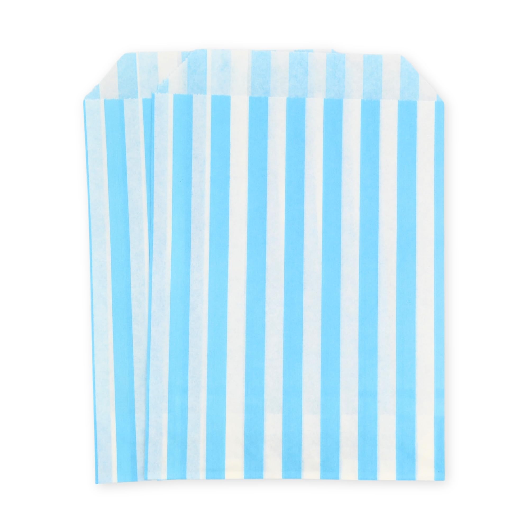 celloexpress 7" x 9" Aqua Striped Paper Sweet Bags - Classic Confectionery Gift Shop Goodie Party Bags (Pack of 100)