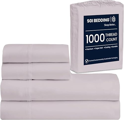 SGI Bedding - Juego de sábanas para cama Twin, algodón egipcio 100% suave de lujo, color azul claro, 1000 hilos