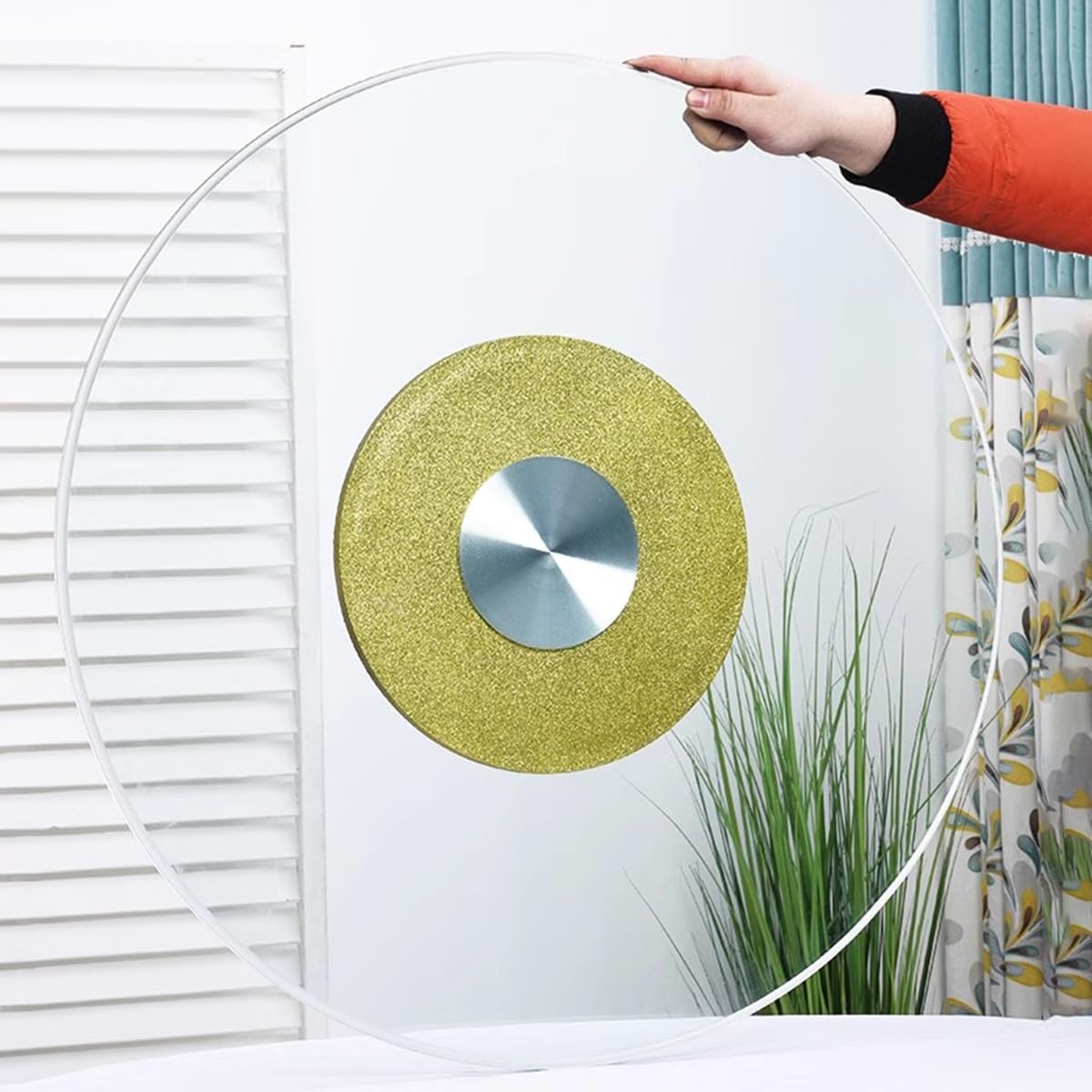 WEKONUMEX Tempered Glass Lazy Susan Turntable 360 Degree(Gold,36in/90cm)