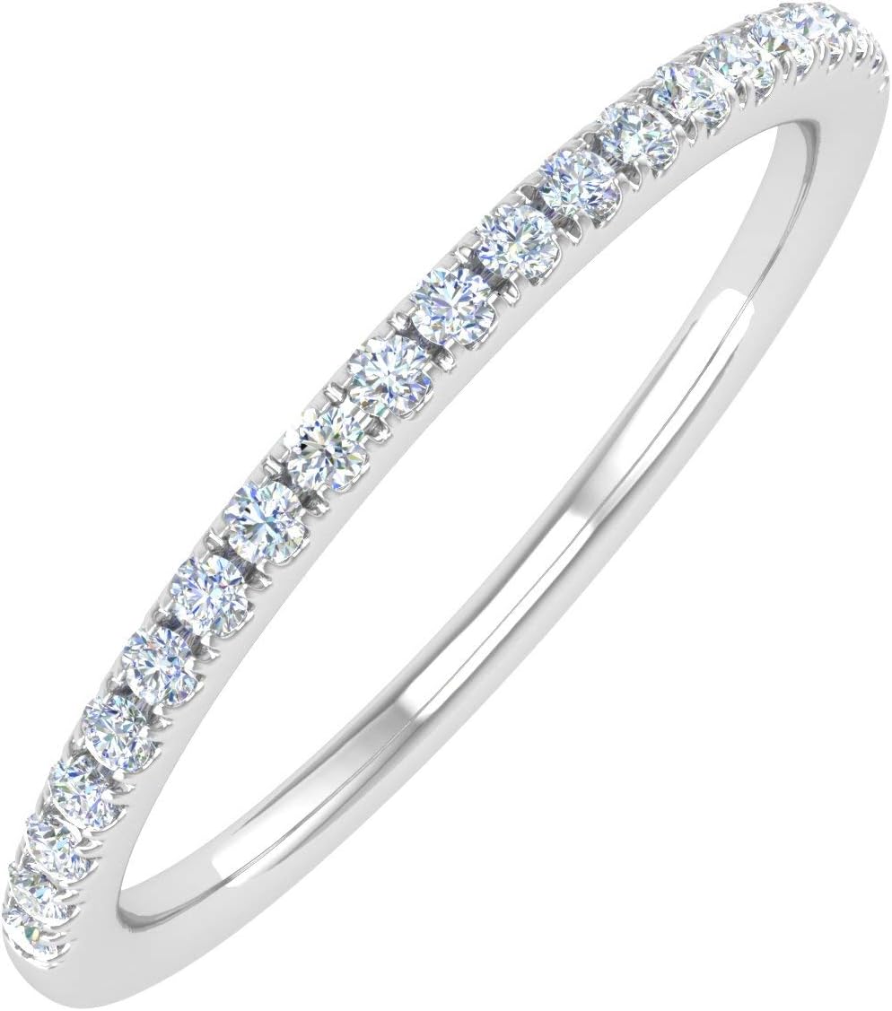 14K Gold Half Eternity Diamond Wedding Band Ring for Women (0.15 Carat) (I1-I2 Clarity)