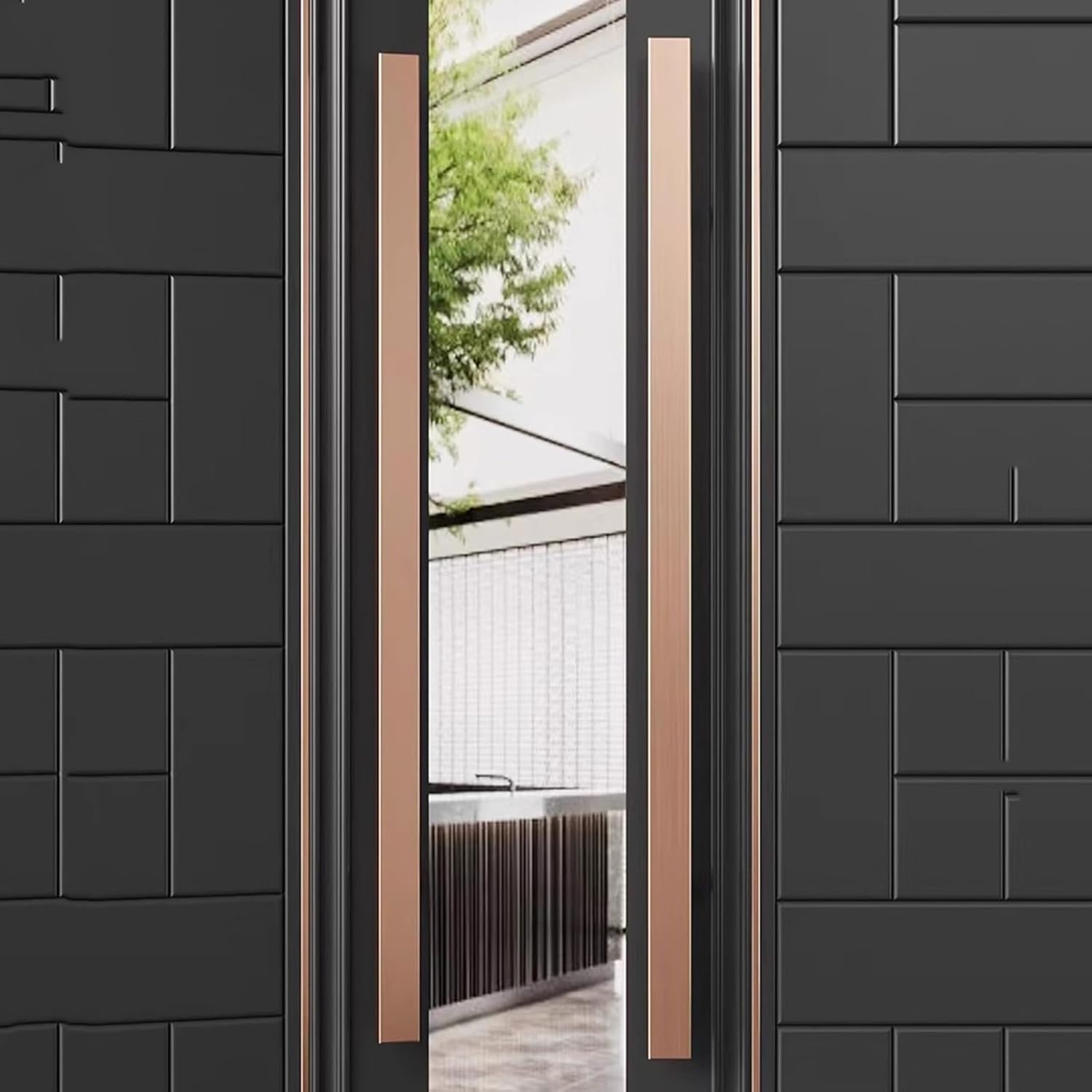 Stainless Steel Push Pull Door Handle Set, 600mm Red Bronze, Double-Sided Shower & Glass Shed Door Pull for Shop, Office, Hotel - Durable Armrest Design