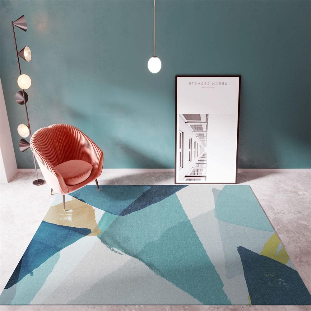 Tapis conception graphique abstraite moderne pour raviver un salon sombre
