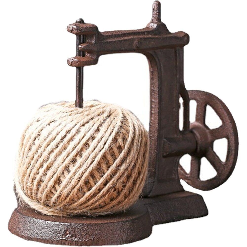 Hrippy As Shown Cast Iron Garden Twine Holder Set, Cast Iron Hemp Rope Roll Holder With Scissors Figurines For Crafting, Gardening