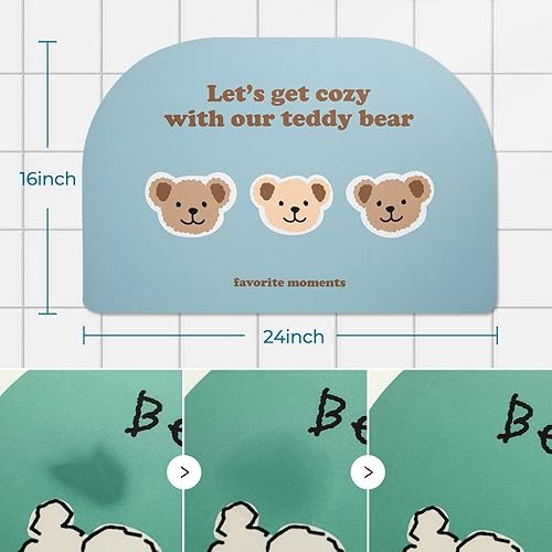 Miniatura 2 de Alfombra de baño súper absorbente, de secado rápido, delgada, súper absorbente, para sala de estar, parte inferior de goma antideslizante, alfombras