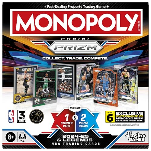Monopoly NBA Panini Prizm Board Game – 3rd Edition | Officially Licensed Hasbro Game | Ages 8+