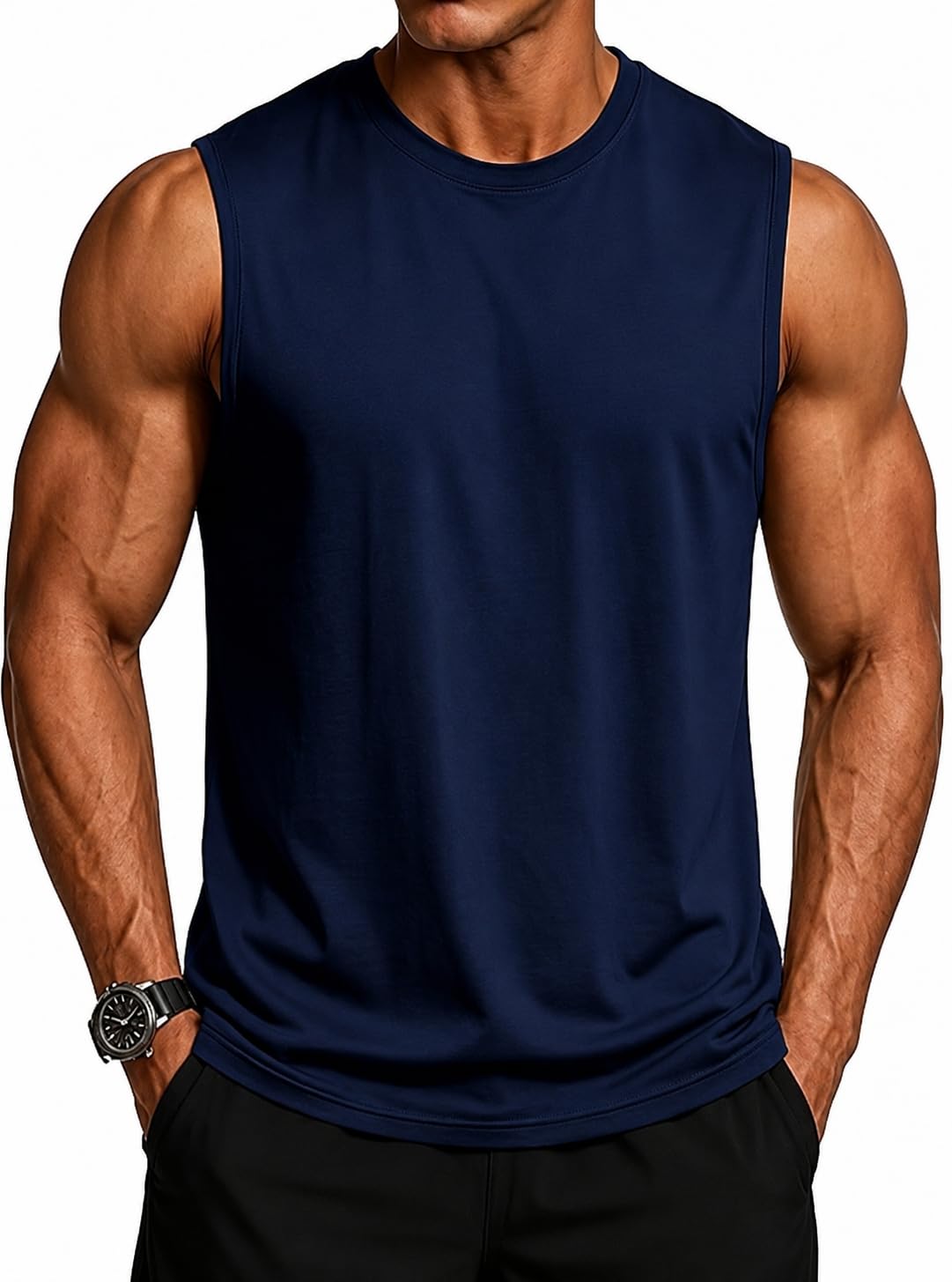 Mens Gym Vest Regular Fit Sleeveless Tank Top Polyster Summer Wear Sports Running Workout Sando Undershirt-picture-44