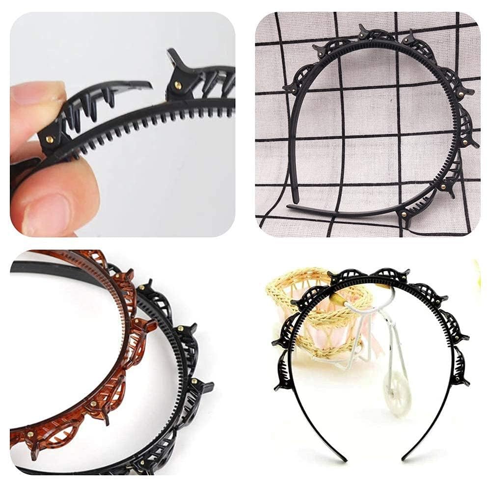 IRONTAB 2-Pack Hair Twister and Braid Styling Headbands for Women & Girls – Plastic and Resin Alligator Clips for Easy Hairstyles – Secure Hairpins for Thick or Thin Hair in Black & Brown 4