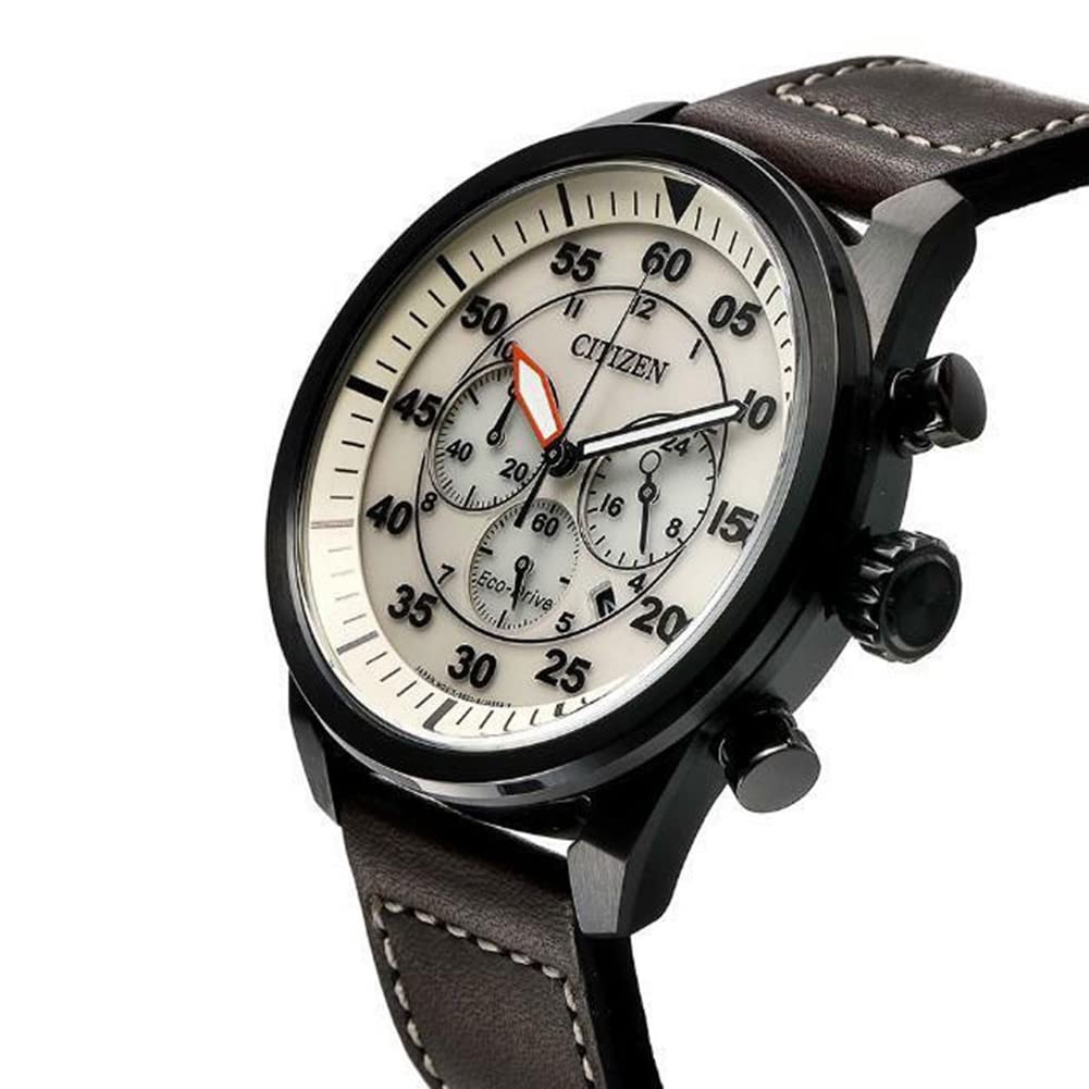 CITIZEN Orologio da polso da uomo Eco-Drive con cinturino in pelle