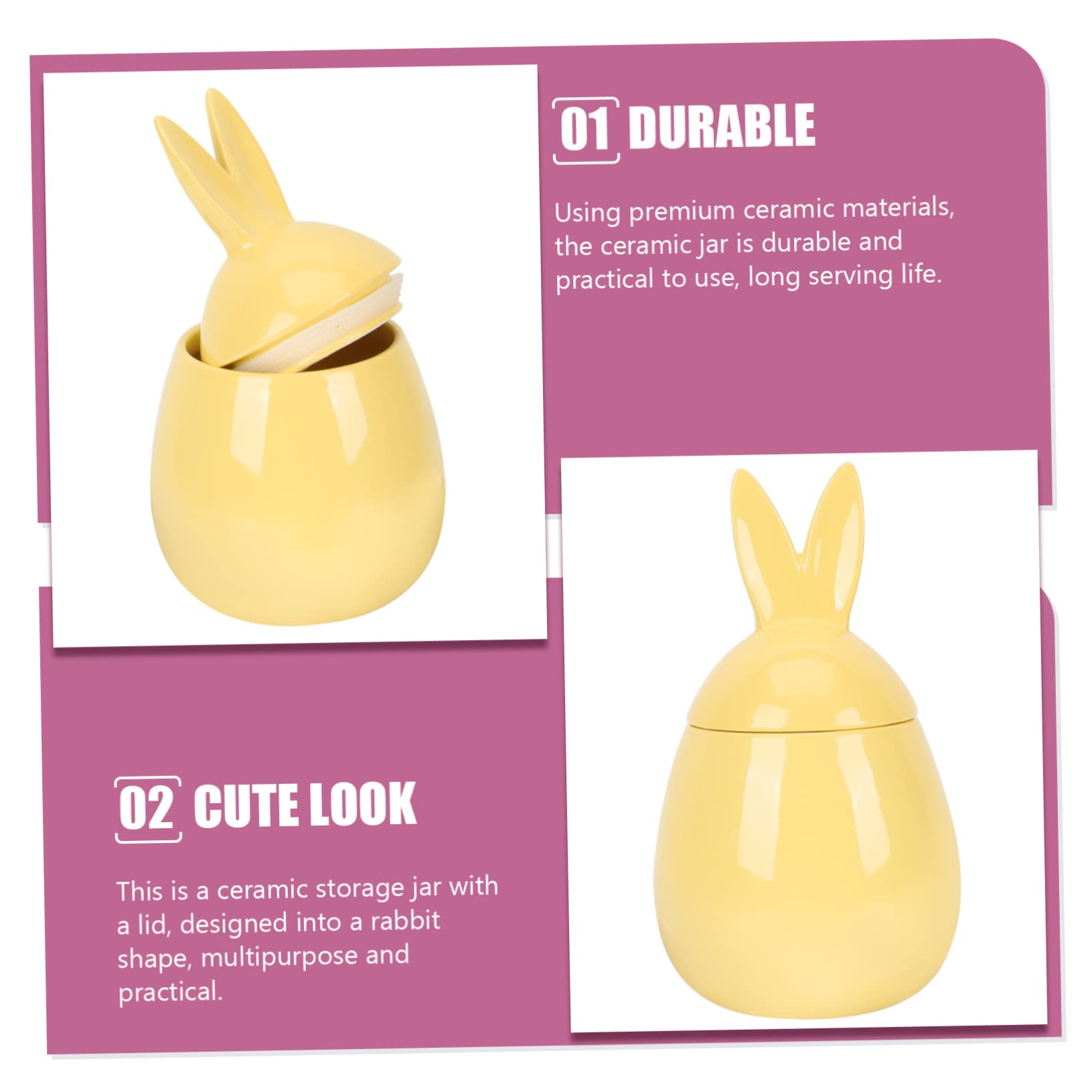 WRITWAA Easter Bunny Cookie Jar: Ceramic Rabbit Candy Bowl Tea Jar Snack Storage Jar Buffet Containers with Bunny Ears Lid Table Centerpiece Home
