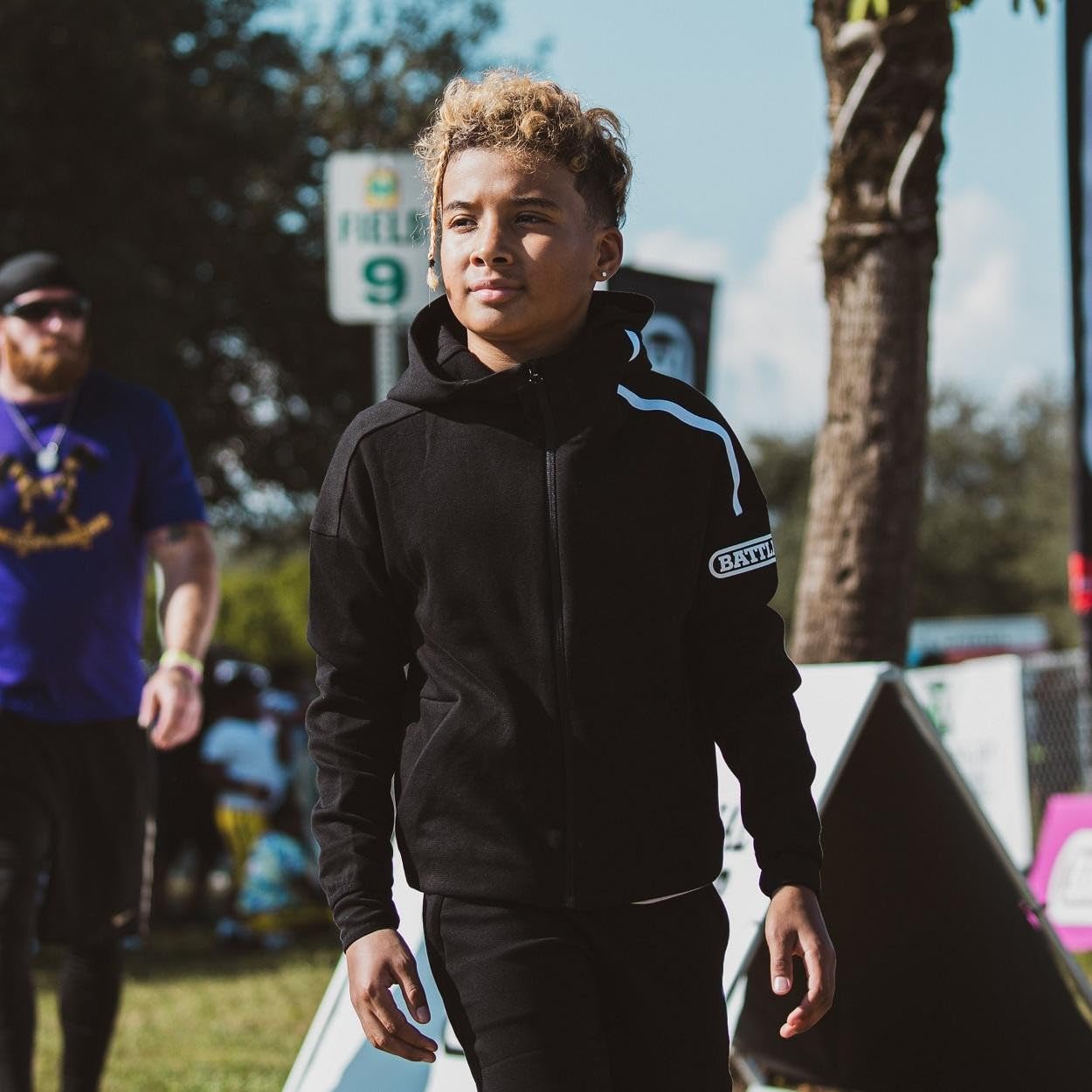 Battle Sports Dynamic Zip Hoodie 3.0, cremallera completa, tela elástica de rendimiento, para jóvenes/niños, azul marino, marino, Small