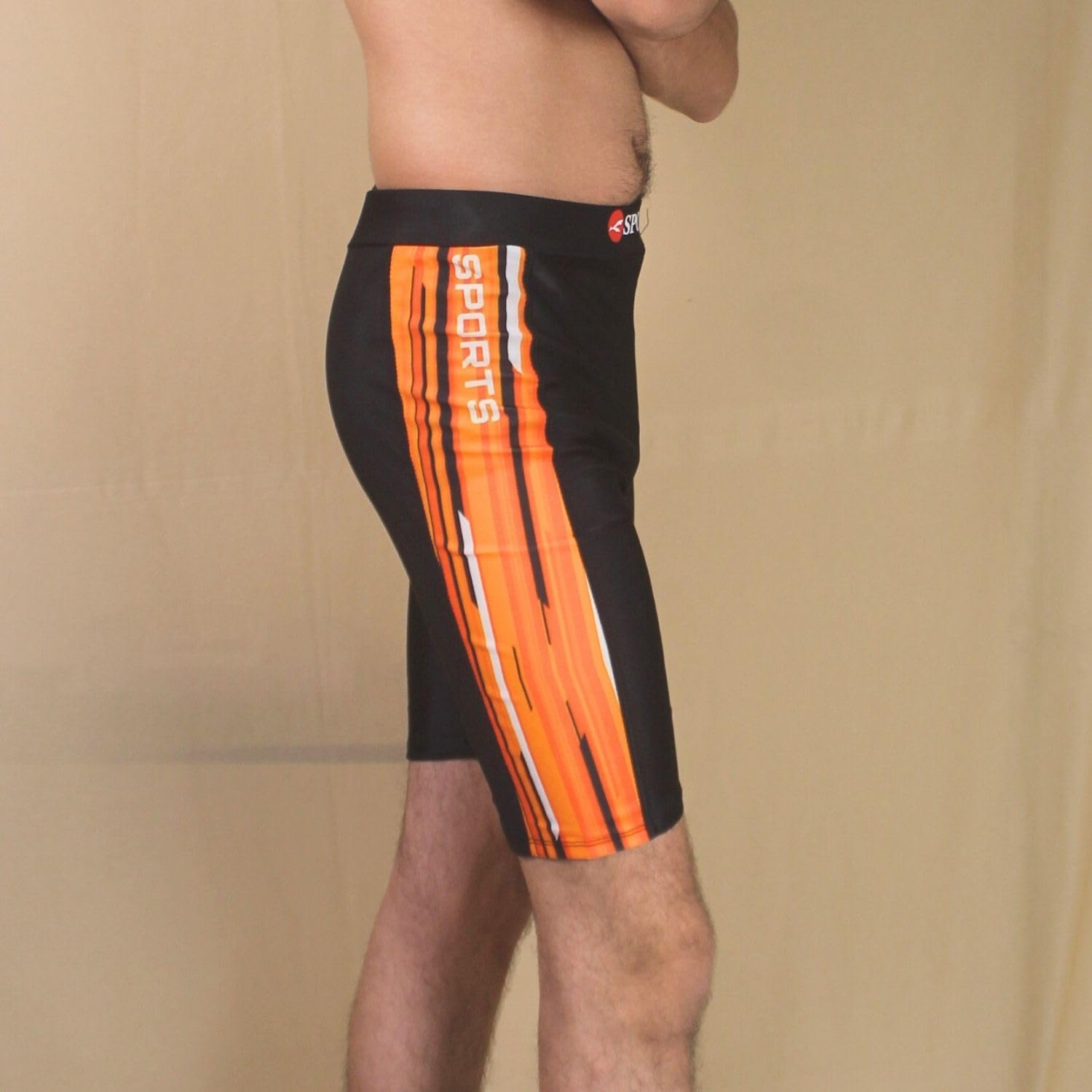 ANJOR Swimwear Swimming,Shorts Trunk for Men & Women| Swimming Bottoms for Swimming, Waterparks, Surfing and Other Water Sports Orange-Black 3