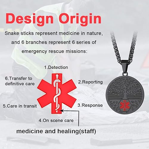 Miniatura 4 de FaithHeart Collar de identificación de alerta médica, acero inoxidable chapado en oro de 18 quilates, collar con colgante de identificación de