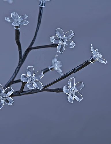 Miniatura 7 de Lightshare Árbol bonsái con flores de cerezo 48 luces LED luz blanca cálida ideal como luces de noche idea de regalo para el hogar 18 pulgadas
