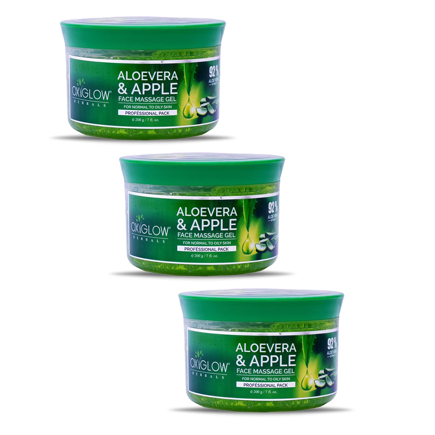 OxyGlow Herbals Alovera Apple Face Massage Gel- For Natural Glowing & Healthy Skin| Deeply Nourishes,aloe vera gel for face - 200 Gm (Pack of 3)