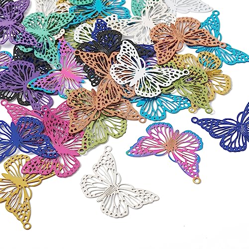 Miniatura 8 de Pandahall - Colgantes De Filigrana Hueca De Acero Inoxidable, Diseño De Arco Iris, Color Arcoíris, Adornos De Metal Grabado Para Hacer Collares, Aretes, Joyas, Acero Inoxidable