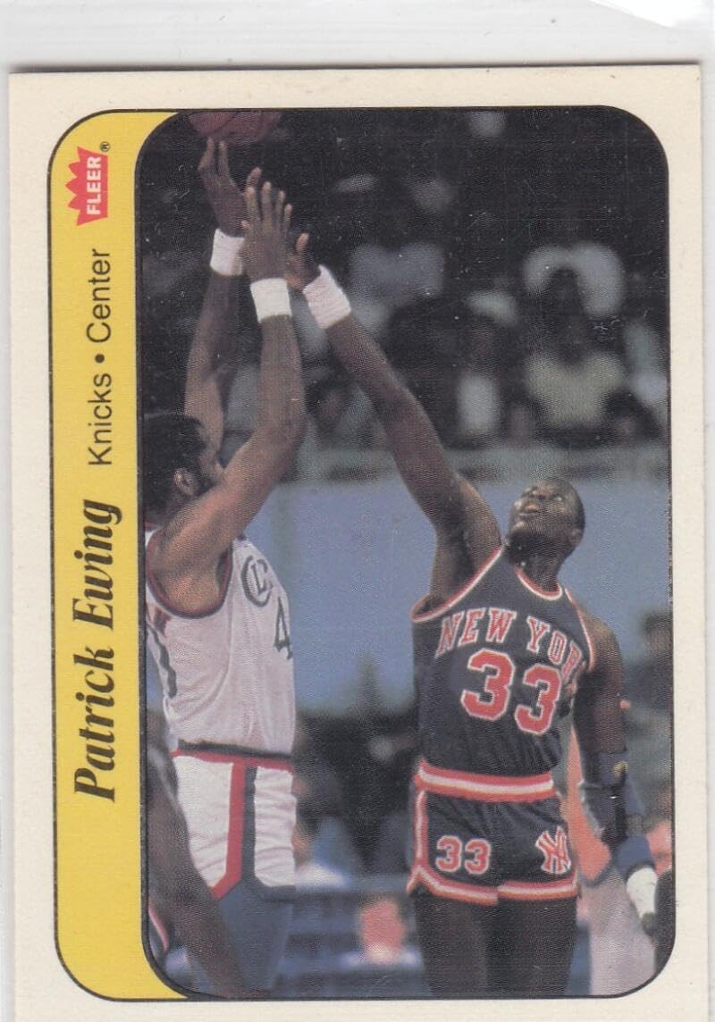 Basketball Trading Card 1986-87 Fleer Stickers #6 Patrick Ewing EX++ Excellent++ Knicks