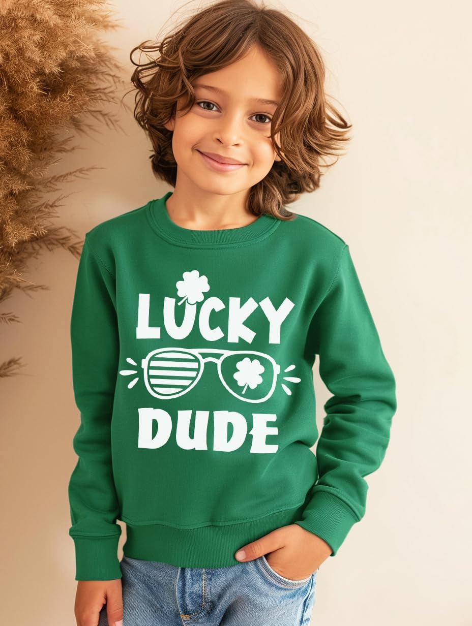 DDSOL Toddler Boys Girl St Patricks Day Sweatshirts Kids Irish Clover Shamrock Long Sleeve Green Shirt Tops Age 3-10 Years - Image 3