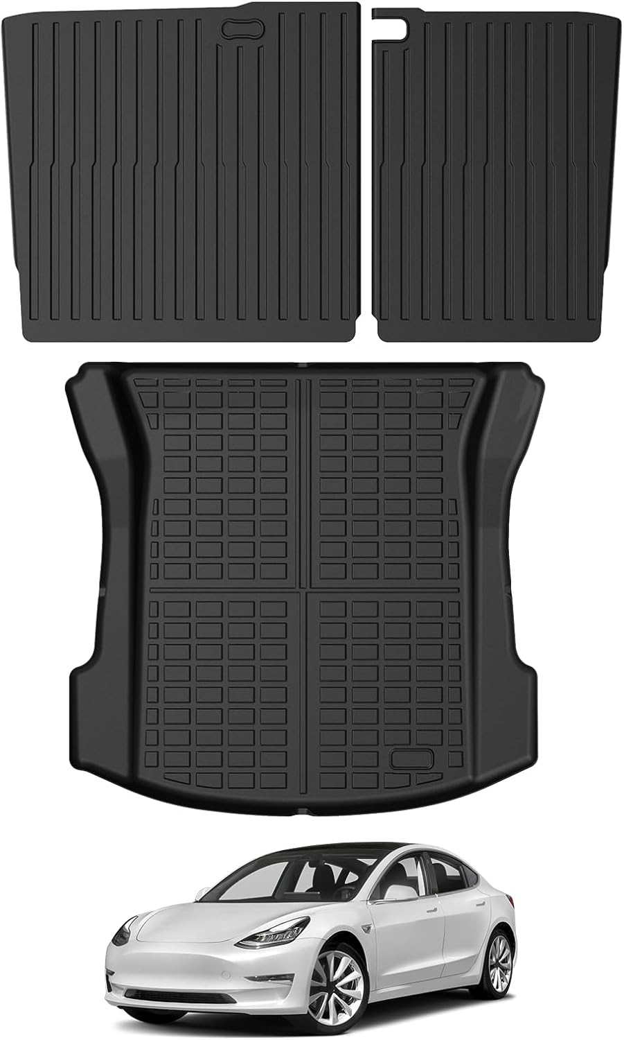 Mixsuper Cargo Liner for Tesla Model 3 2017-2023, All Weather Trunk Mat Backrest Mat TPE Back Seat Cover Protector for Model3 Accessories