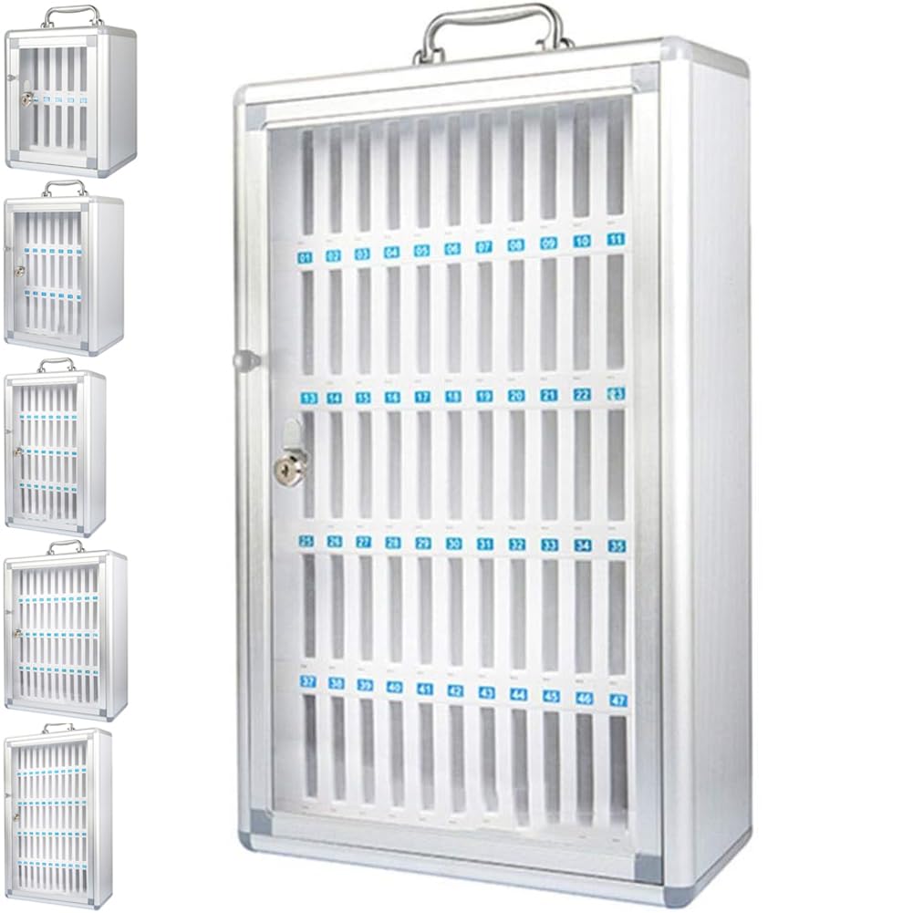 Casier métallique pour téléphones portables à serrure armoire sécurisée grise