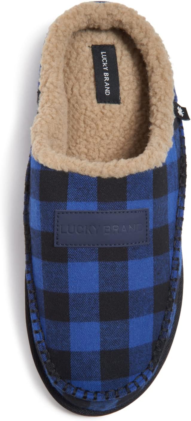 Lucky Brand Men's Memory Foam Slip On Clog Slippers, Indoor Outdoor Mens House Shoes, Warm Bedroom Clogs Slipper for Men