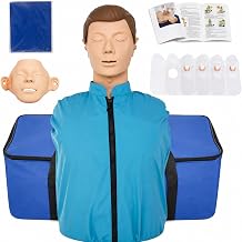 Adult CPR Training Manikin, Half-Body First Aid Resuscitation Mannequin with Compression Feedback for BLS and CPR Training