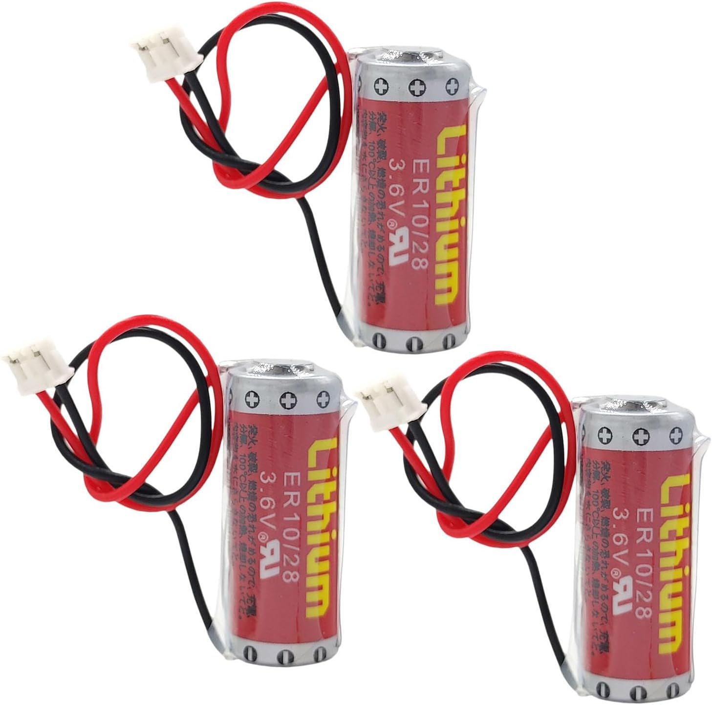 (3 Counts) ER10/28 3.6V 800mAh PLC Lithium Replacemet Battery for FX2NC-32BL ER10280 3.6V Non-Rechargeable Battery with Plug
