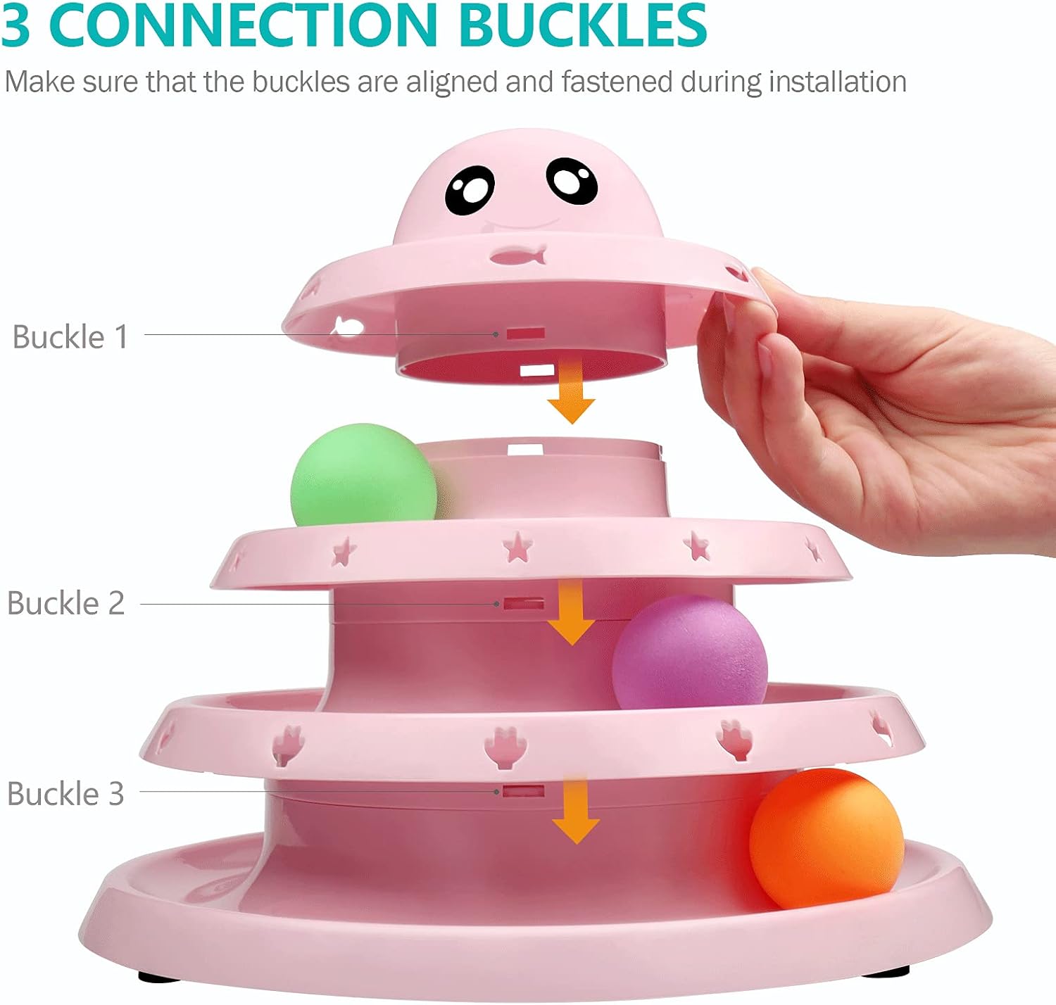 UPSKY Cat Toy Roller Kitten Toys ​3 Level Tower Interactive Cat Ball Toy for Indoor Cats with Six Colorful Balls Exerciser Game & Funny Puzzle Kitty Toys.