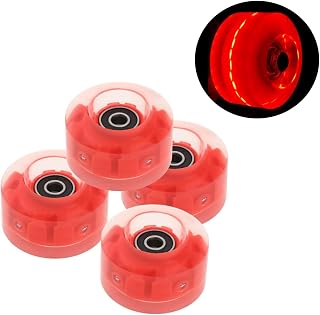 Roller skate wheels 4PC Quad Roller Skate Wheels Light Up Bearings for Double Row Skating Grip Bearings Parts Free Rollerskate light up (Color : Red)