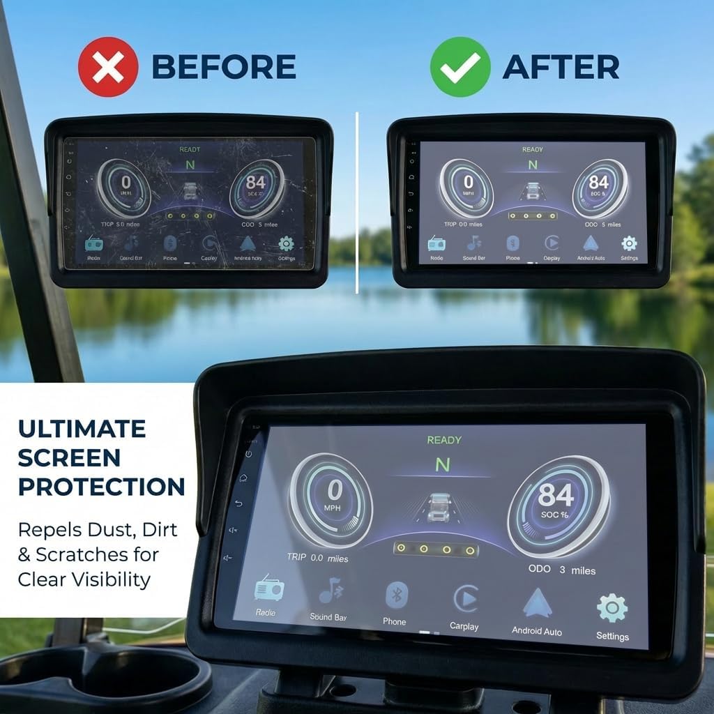 2-Pack Screen Protector for Evolution Golf Cart 9 Inch Display - [Combo: 1 Matte Anti-Glare + 1 HD Clear] - Tempered Glass Accessories for D5 Maverick 4 Plus Touchscreen (Combo: HD + Matte (2-Pack), 9 Inch)