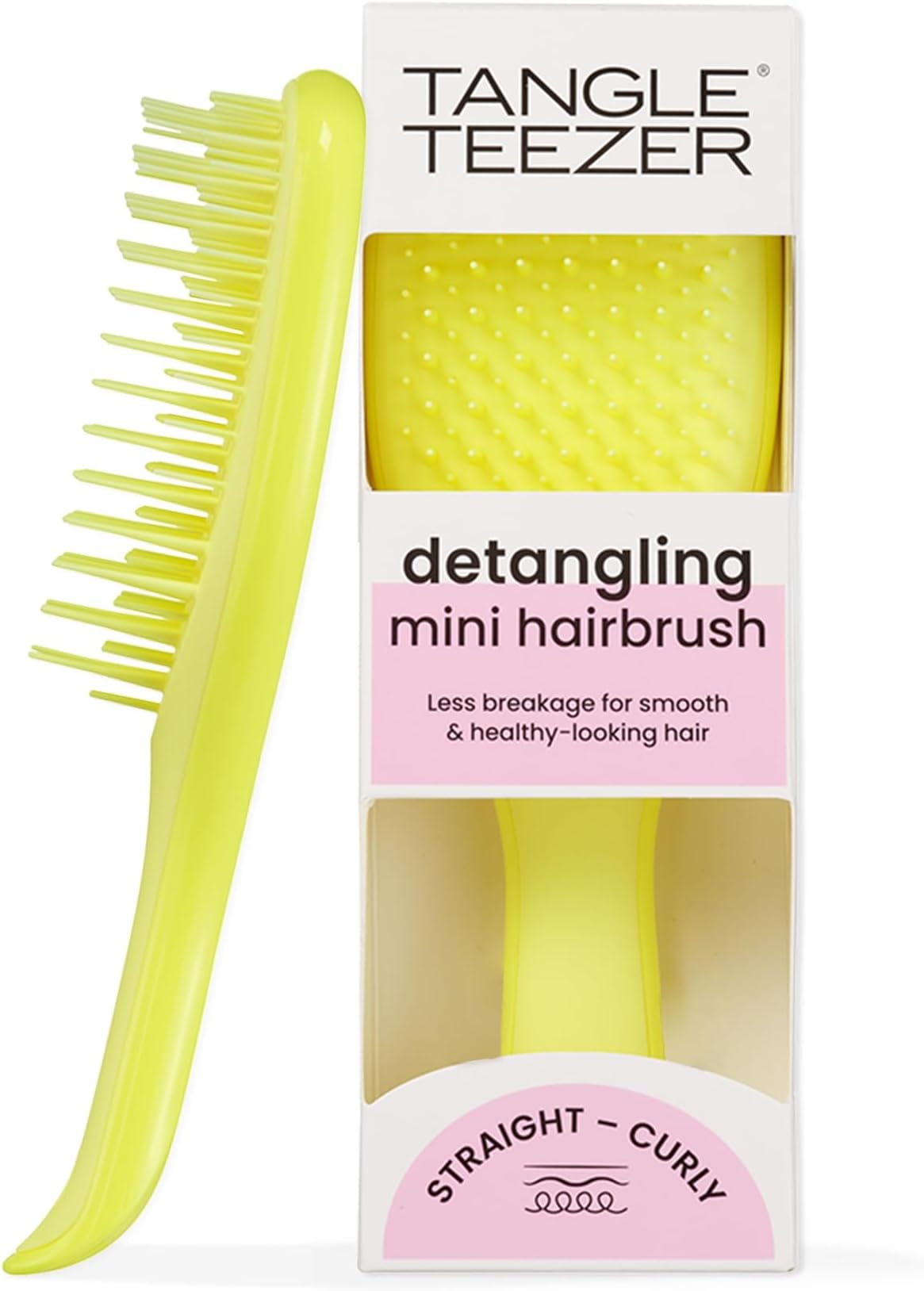 Tangle Teaser The Mini Ultimate Detangling Brush Dry & Wet Hair Brush All Hair Types Hyper Yellow