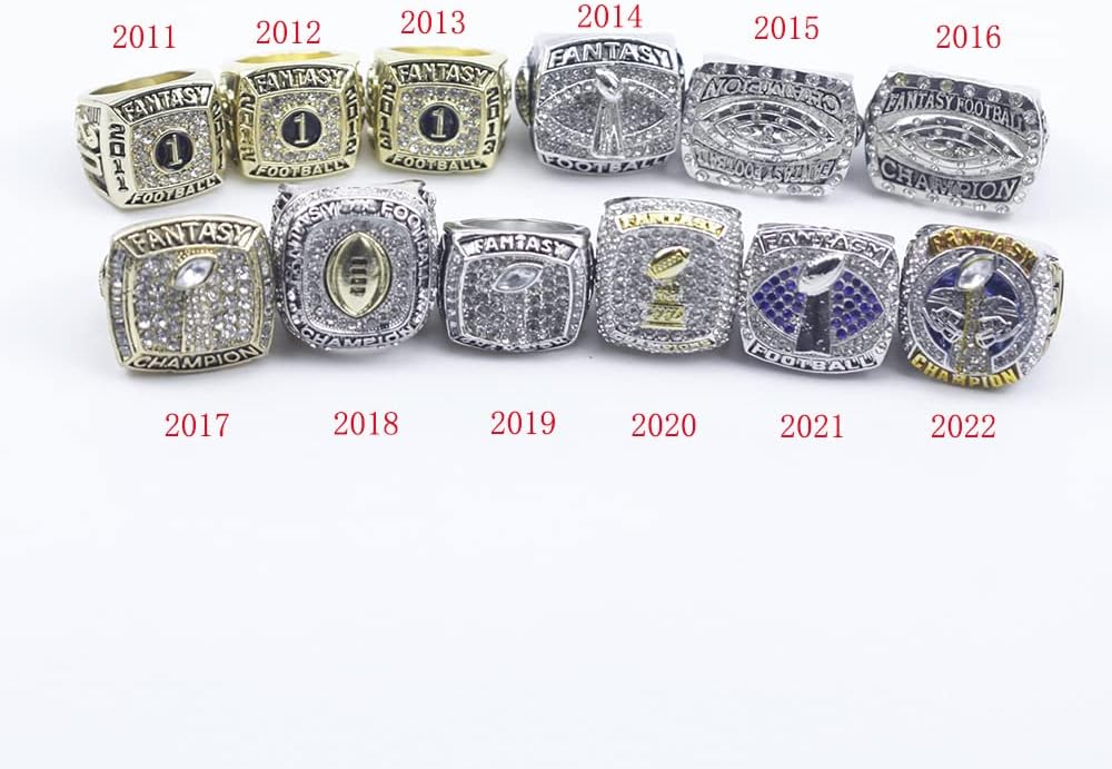 2011-2022 Fantasy Football Championship Ring MVP Trophy Prize for Fans Mens' Souvenir Gift